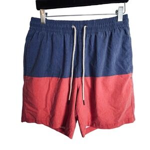 Fair Harbor Board Hybrid Shorts Size L Blue Red Striped Color Block